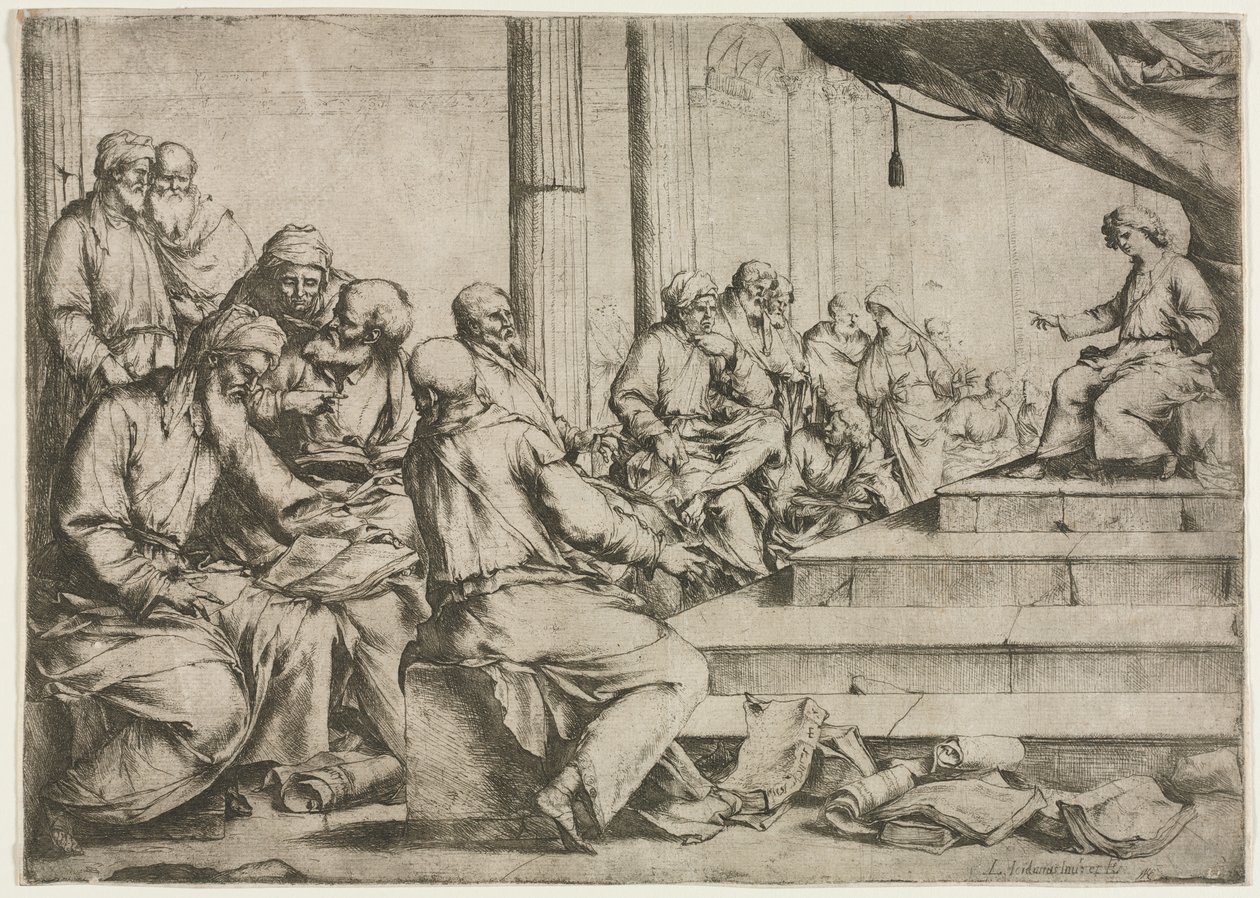 The Young Christ Teaching in the Temple de Luca Giordano