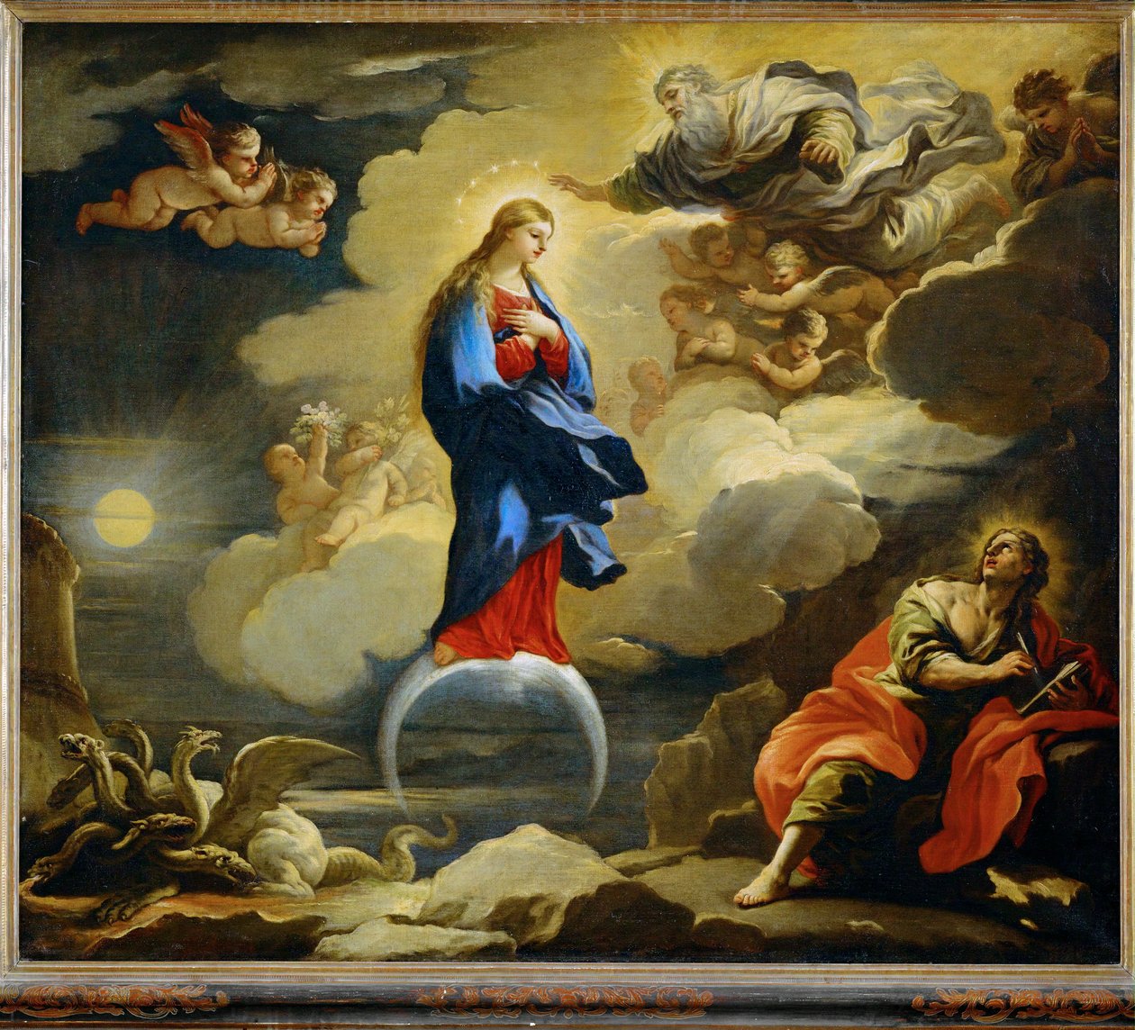 Visión de San Juan el Divino ... (pintura sobre lienzo) de Luca Giordano