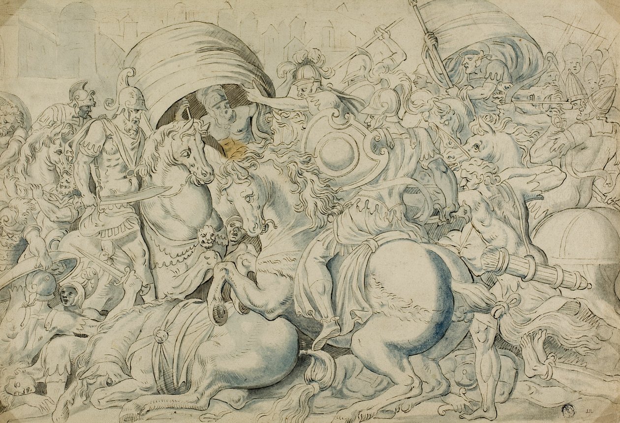 Batalla ante Troya de Luca Penni