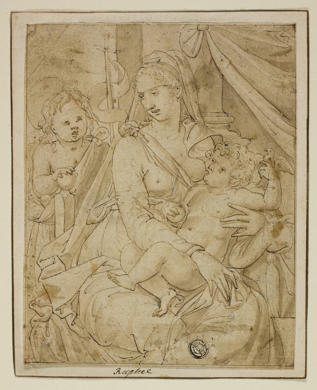 Virgen y Niño con el infante Juan el Bautista de Luca Penni
