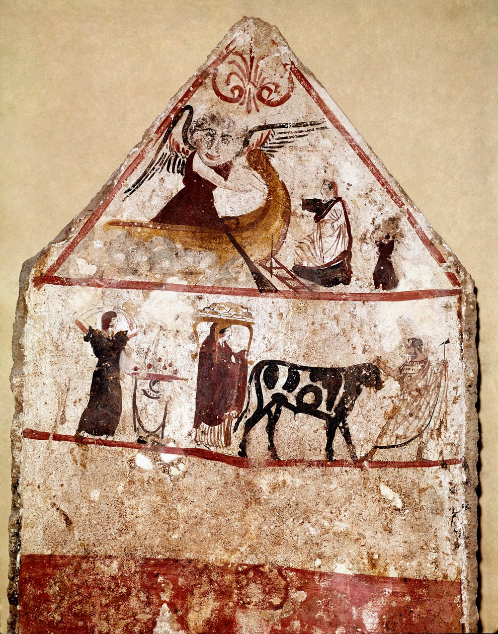 Un toro llevado al altar del sacrificio de Lucanian School