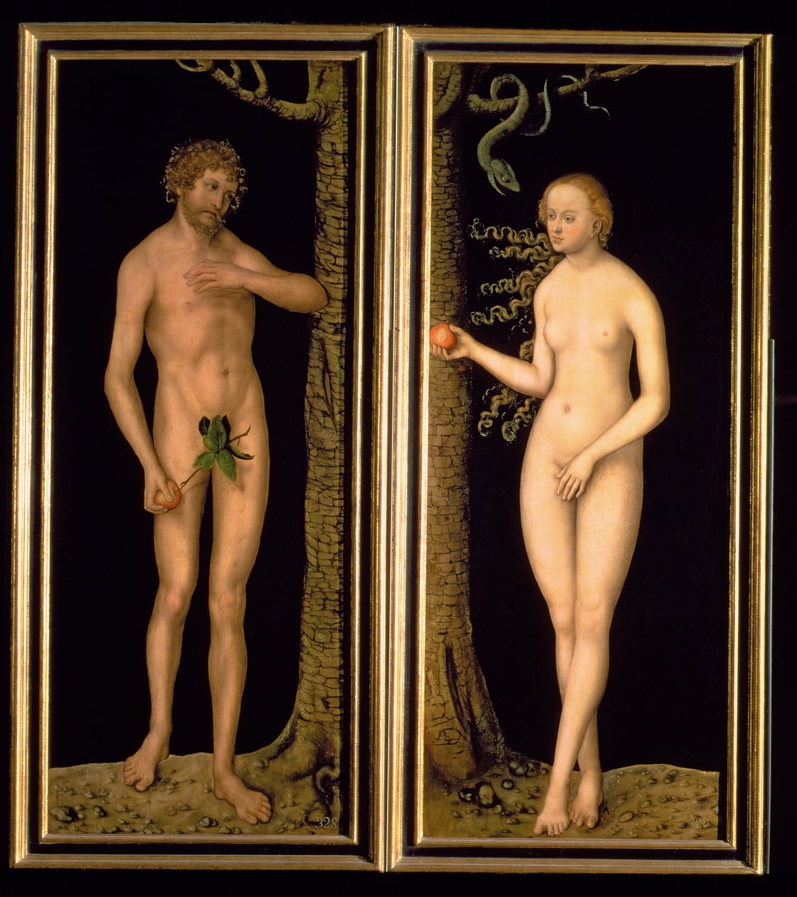 Adán y Eva, 1537 de Lucas Cranach the Elder
