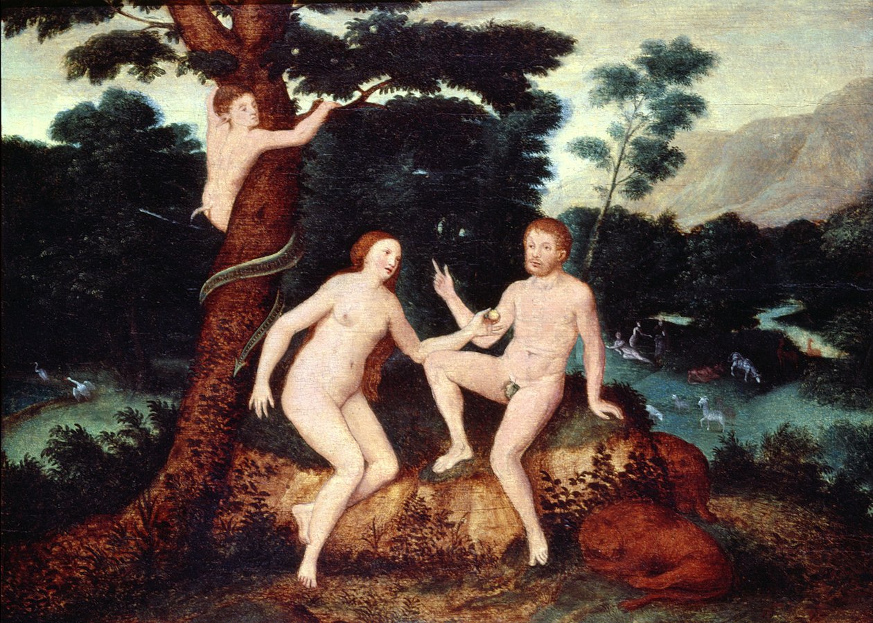 Adán y Eva en el Jardín del Edén de Lucas Cranach the Elder