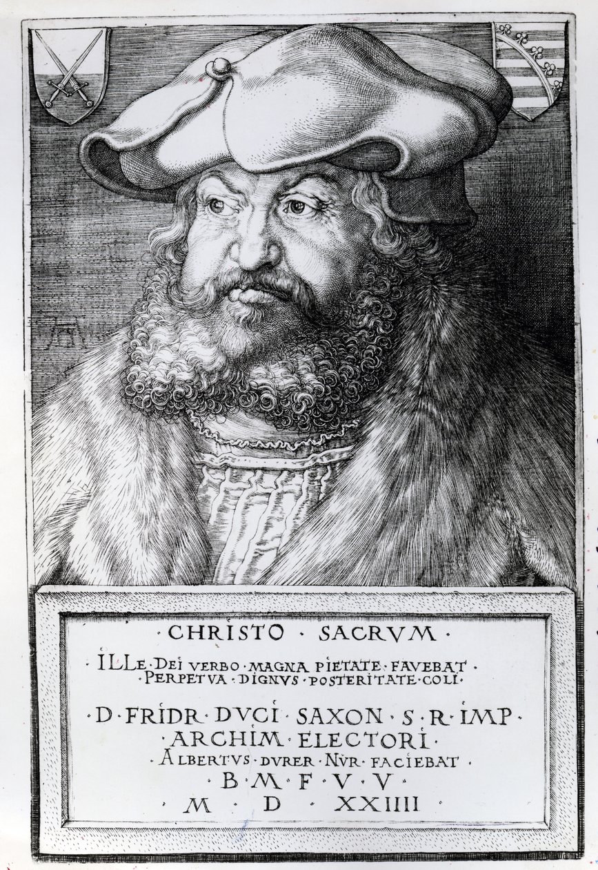 Federico III, Elector de Sajonia, grabado por Albrecht Durer, 1524 de Lucas Cranach the Elder