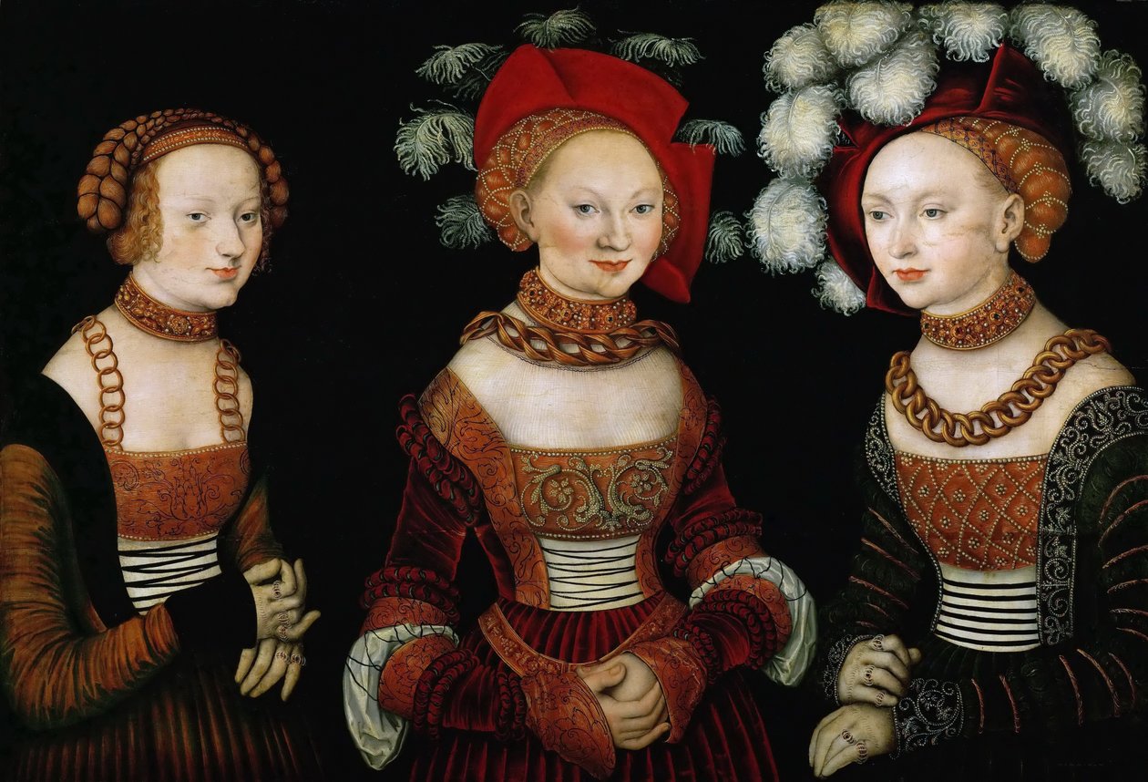 Las princesas Sibylla, Emilia y Sidonia de Sajonia de Lucas Cranach the Elder