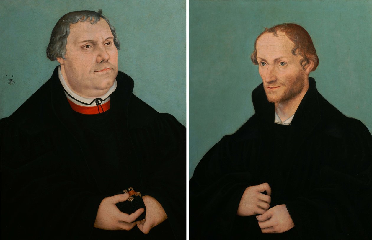 Retrato de Martín Lutero y Retrato de Philippe Melanchthon de Lucas Cranach the Younger  