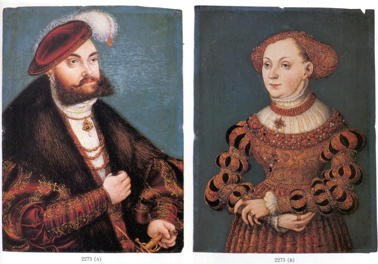 Doble retrato del elector Johann Friedrich de Sajonia y su esposa Sibylle von Cleve de Lucas Cranach the Younger