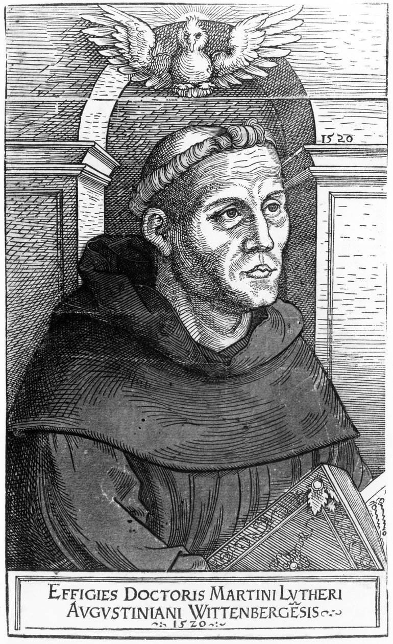 Martín Lutero como fraile agustino, 1520-24 de Lucas Cranach the Elder