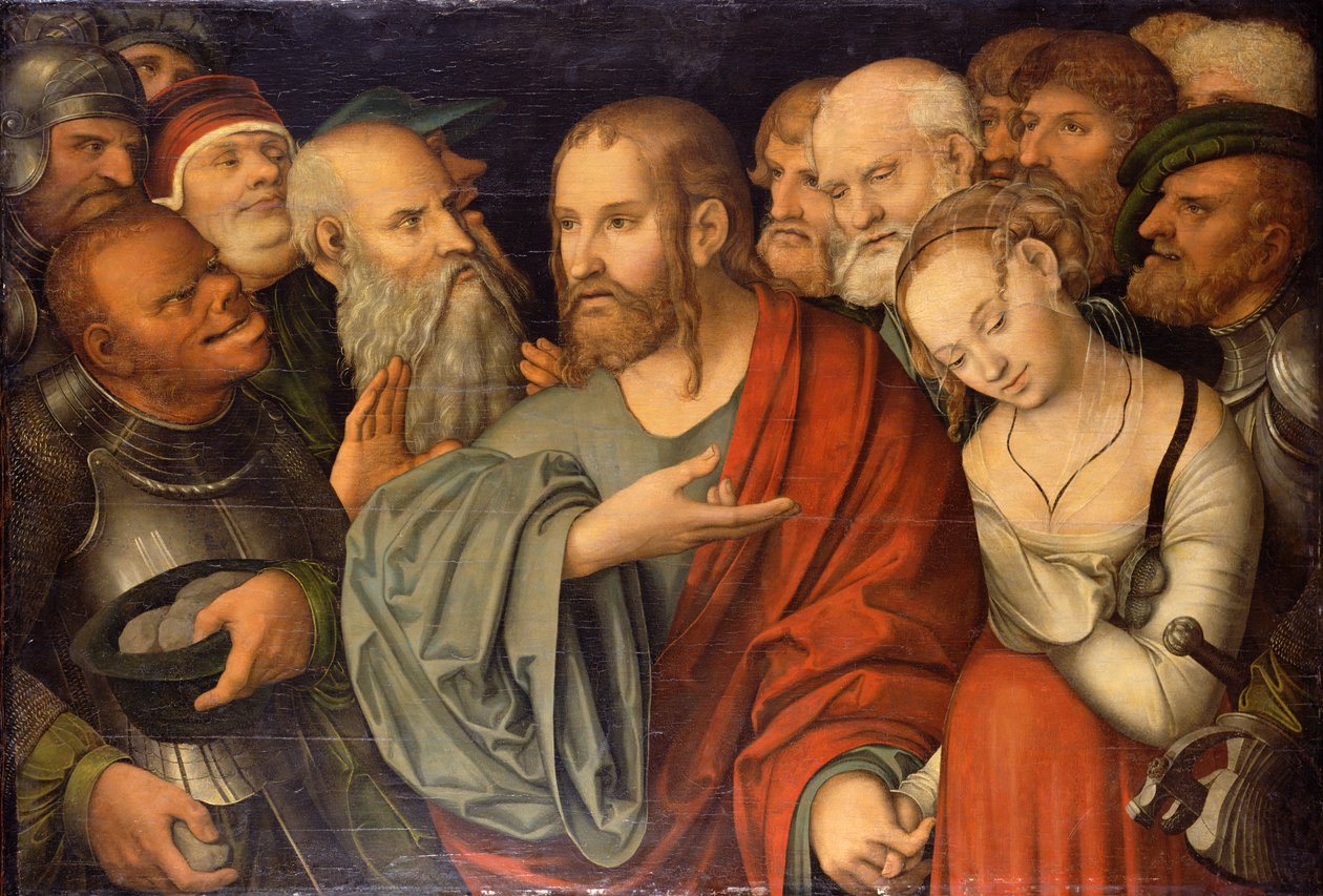 Cristo y la mujer sorprendida en adulterio de Lucas Cranach the Younger