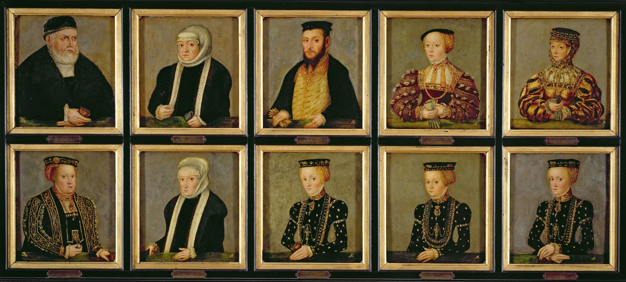 Retratos de miembros de la dinastía Jagellón, c.1565 de Lucas Cranach the Younger
