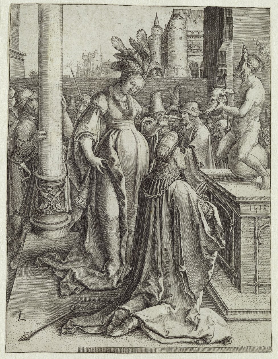 Salomón reza frente a una imagen tallada, c.1514 de Lucas van Leyden