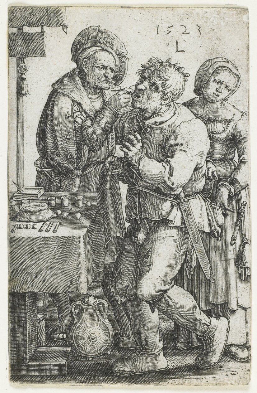 El Dentista, 1523 de Lucas van Leyden