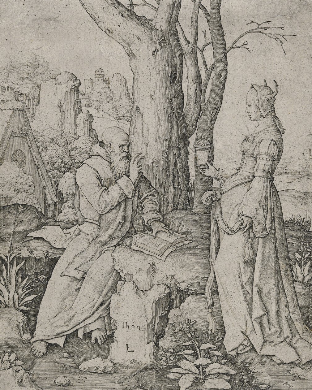 La Tentación de San Antonio, 1509 (grabado en papel verjurado) de Lucas van Leyden