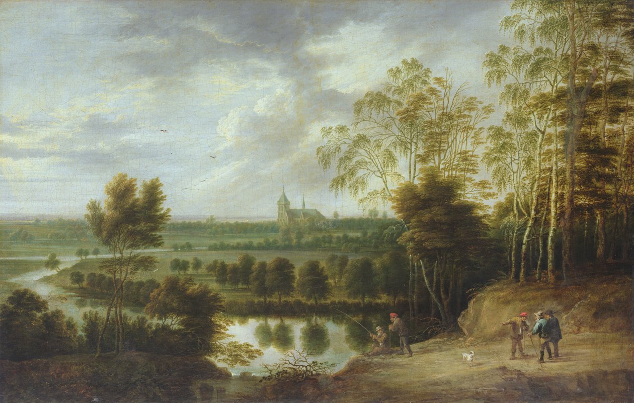 Paisaje con pescador de Lucas van Uden