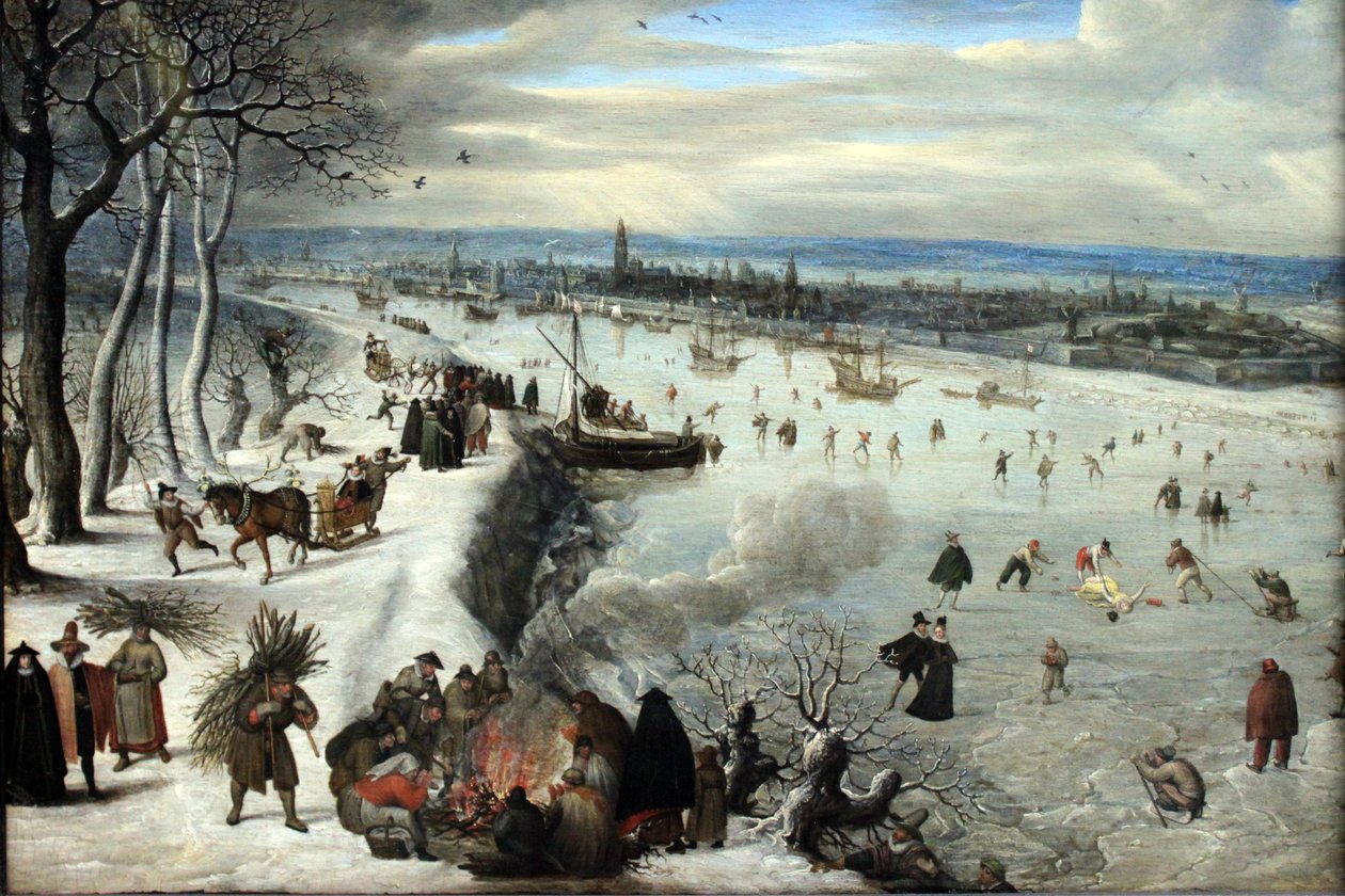 Vista de Amberes con el Schelde congelado de Lucas van Valckenborch