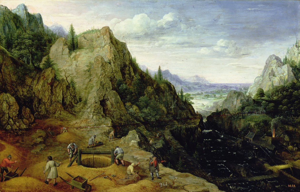 Paisaje con una Fundición, 1595 de Lucas van Valckenborch