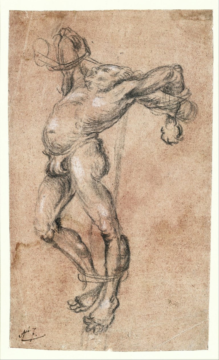 Ladrón en la cruz, mirando a la izquierda de Lucas Cranach the Elder