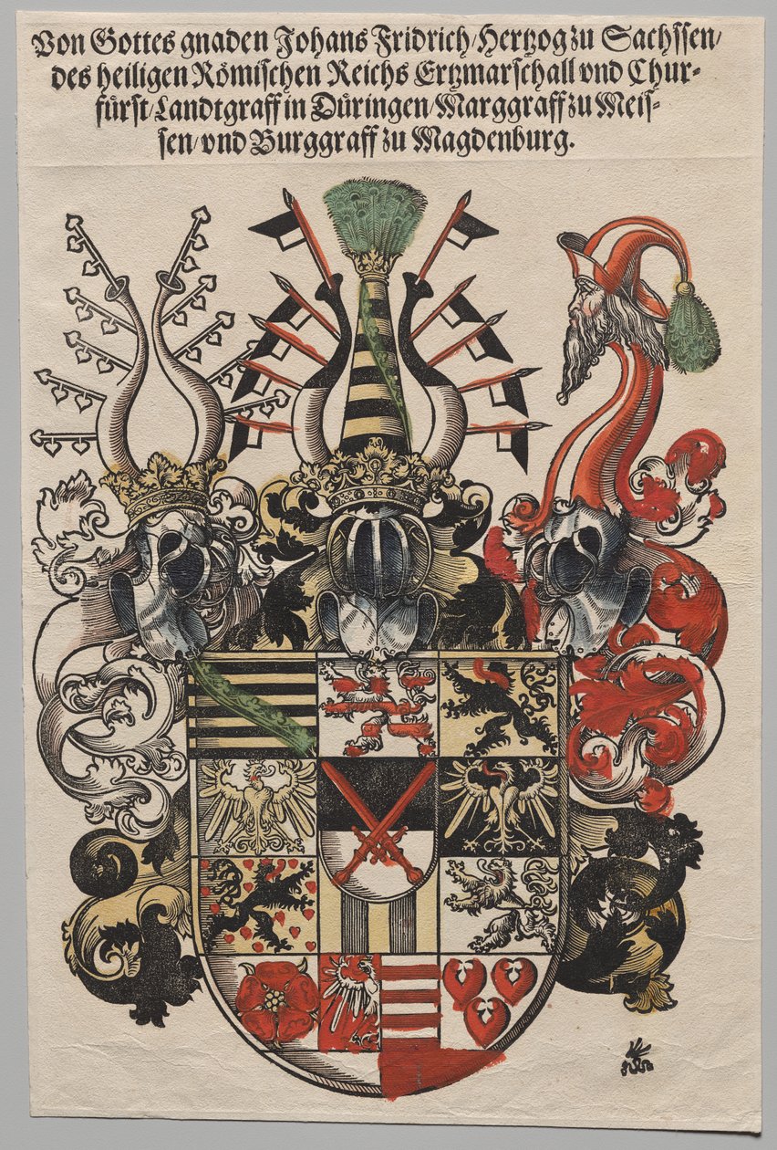 Escudo de armas de John Frederic, elector de Sajonia, llamado el Magnánimo de Lucas Cranach