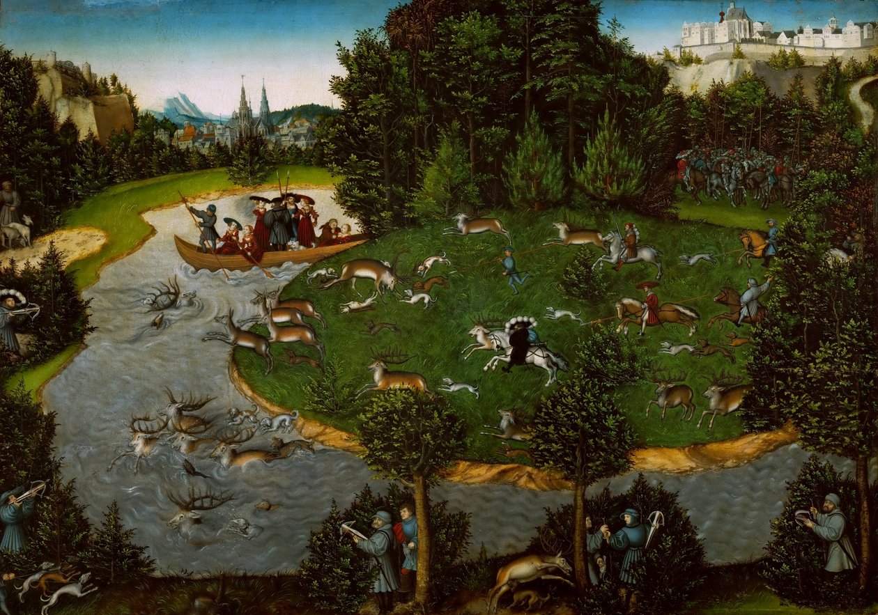 Una cacería de ciervos con el elector Federico el Sabio de Lucas Cranach the Elder