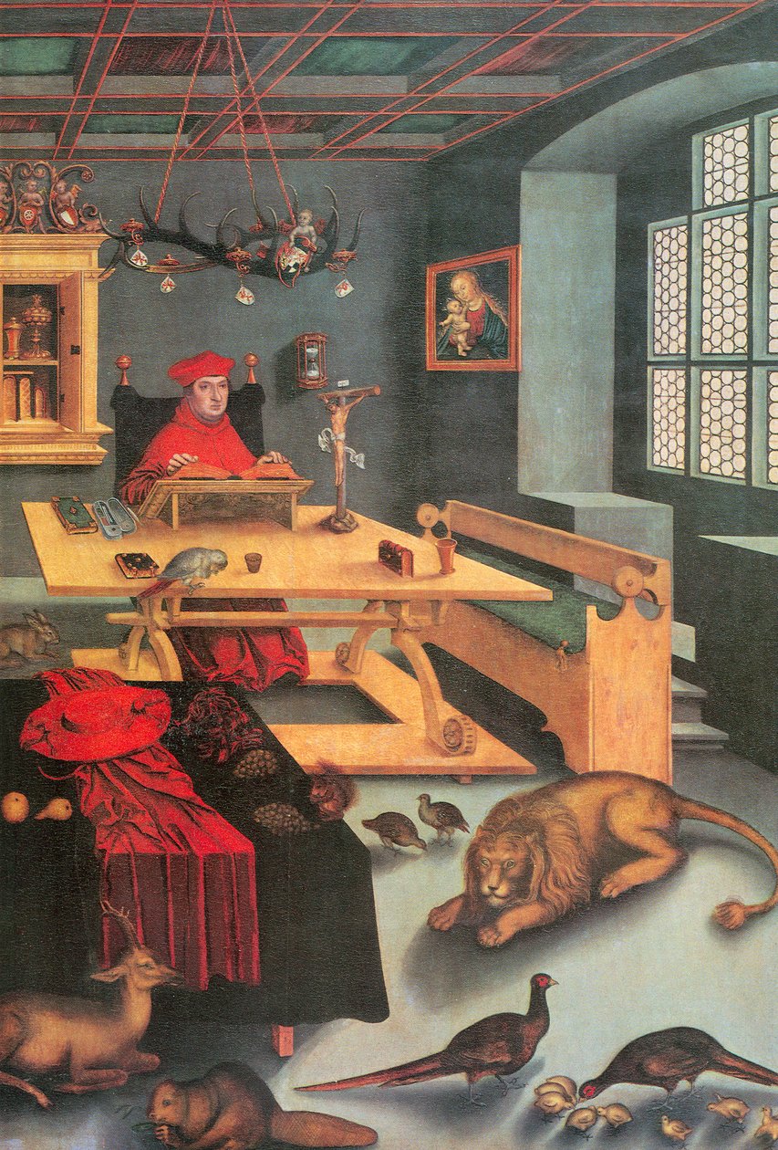 El cardenal Alberto de Brandemburgo como San Jerónimo de Lucas Cranach the Elder