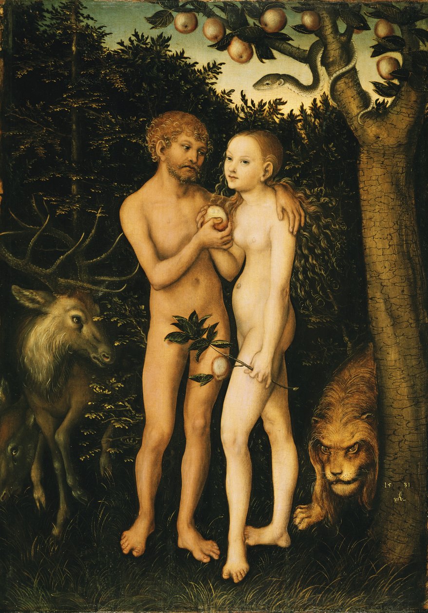 Alemán: Adam and Eve in paradise / Sündenfall Adam and Eve de Lucas Cranach the Elder