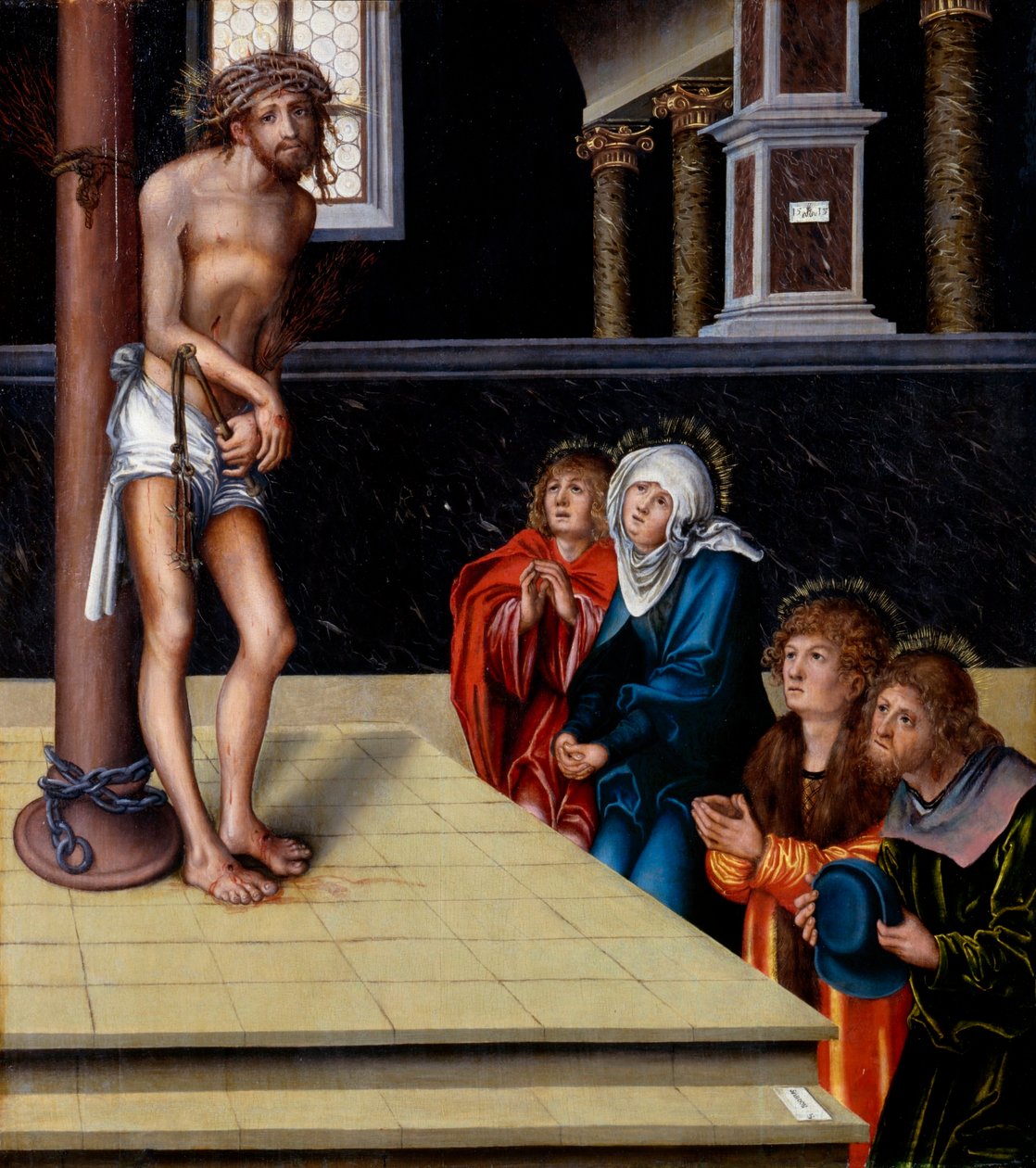 Alemán: Christus als Schmerzensmann an der Geißelsäule Cristo como hombre de dolores de Lucas Cranach the Elder