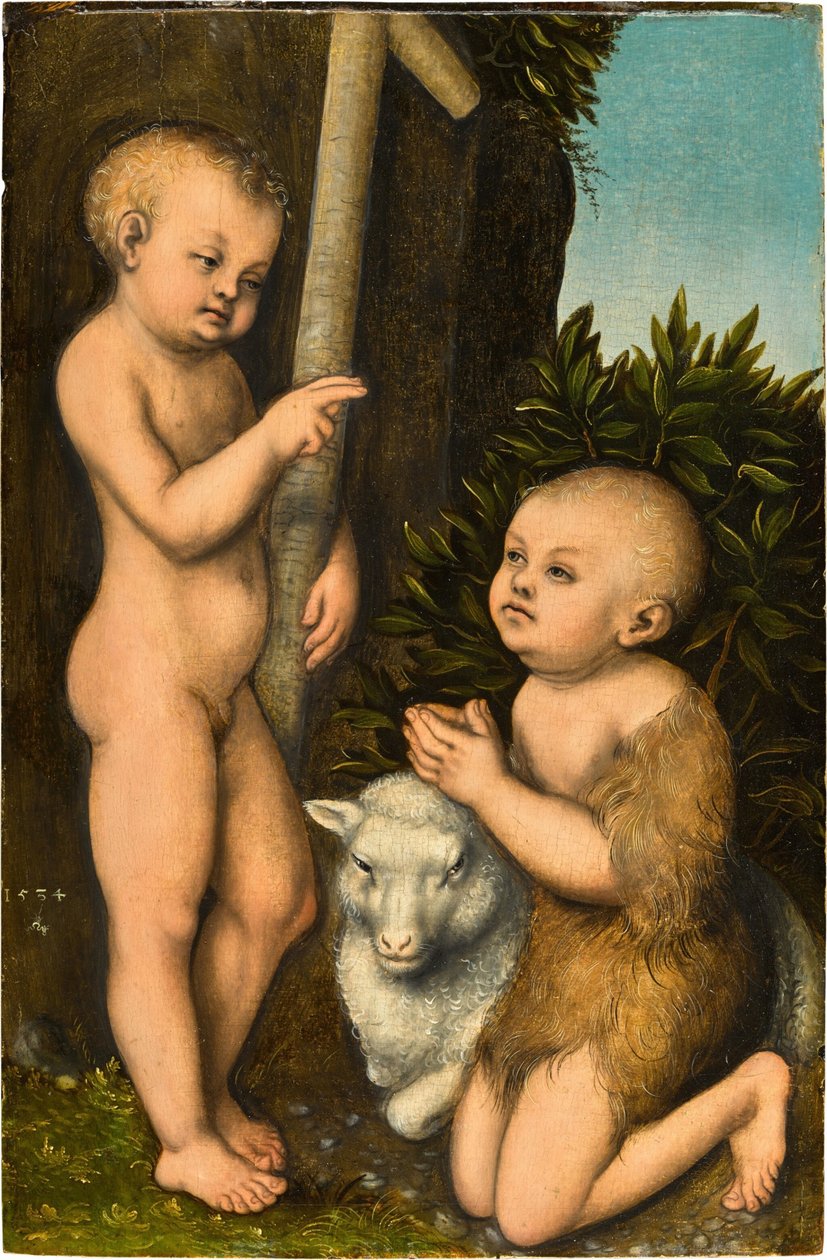 Alemán: Der Christusknabe und der ihn adoring Johannesknabe / Cristo y Juan Bautista como muchachos El joven Cristo adorado por San Juan Bautista de Lucas Cranach the Elder