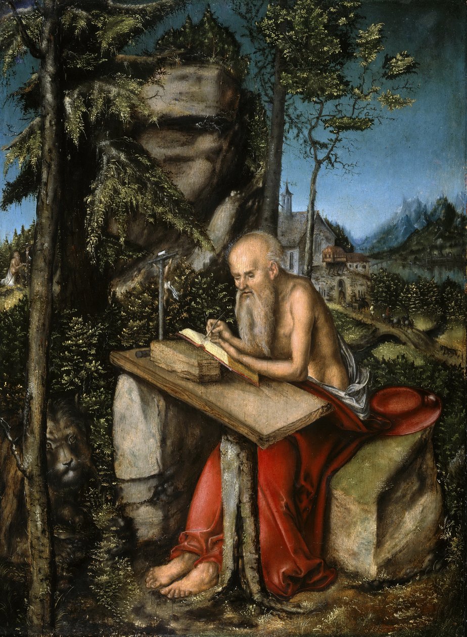 Alemán: San Jerónimo en paisaje rocoso San Jerónimo en paisaje rocoso de Lucas Cranach the Elder