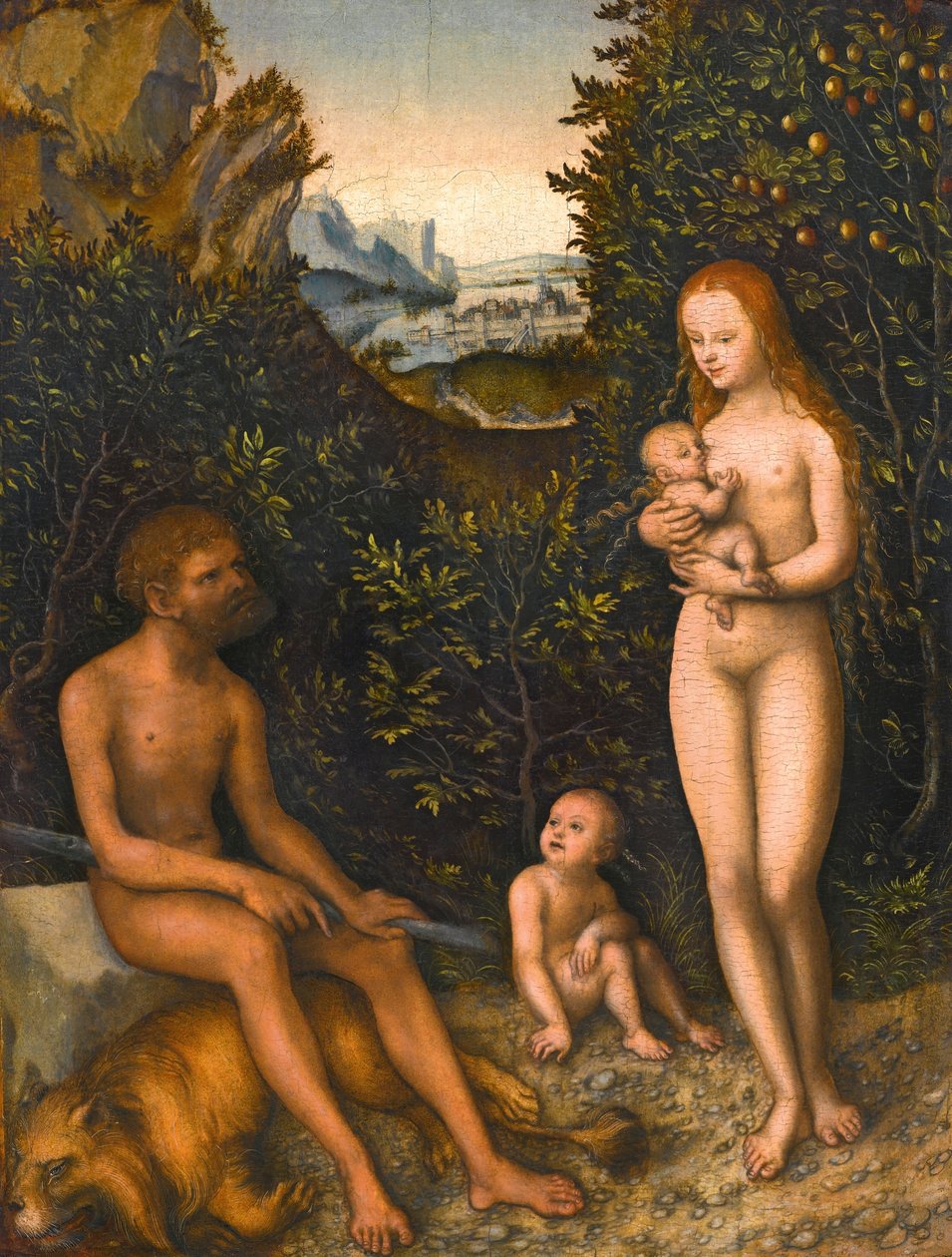 Alemán: La familia Fauno con el león muerto La familia Fauno de Lucas Cranach the Elder