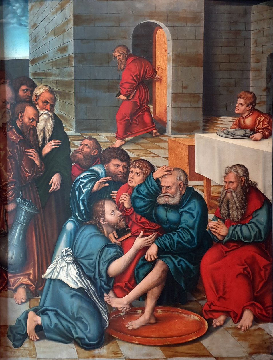 Alemán: Die Fußwaschung der Apostel Ciclo de la Pasión: Cristo lava los pies a los apóstoles de Lucas Cranach the Elder
