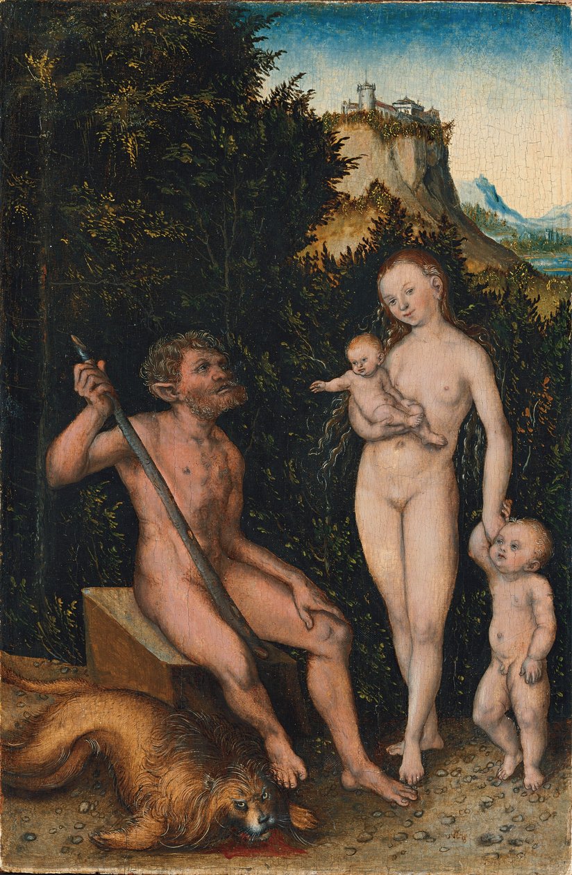 Alemán: Familie der Naturmenschen / Faunenfamilie Family of Wild Men / Family of Fauns de Lucas Cranach the Elder