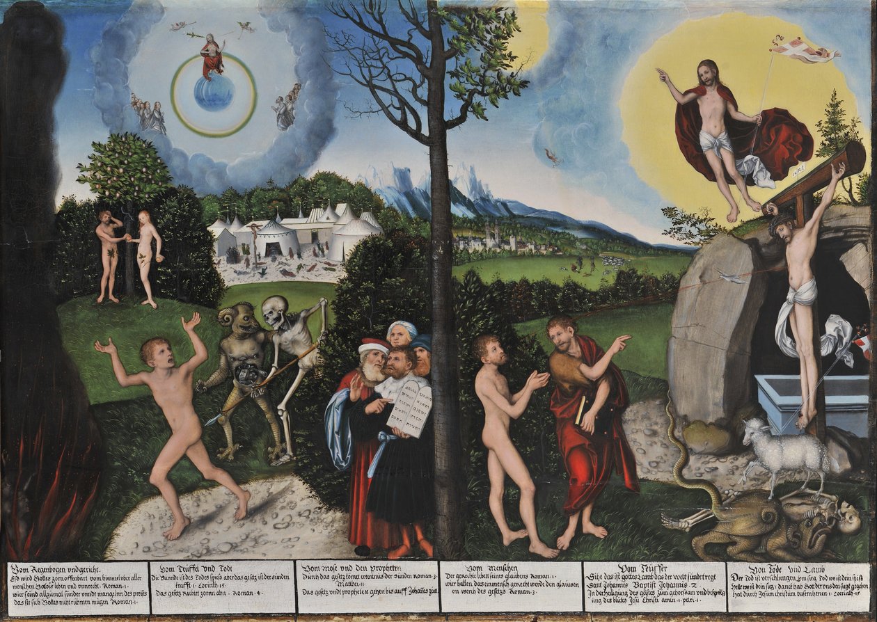 Alemán: Gesetz und Gnade Damnation and Redemption / Law and Grace de Lucas Cranach the Elder