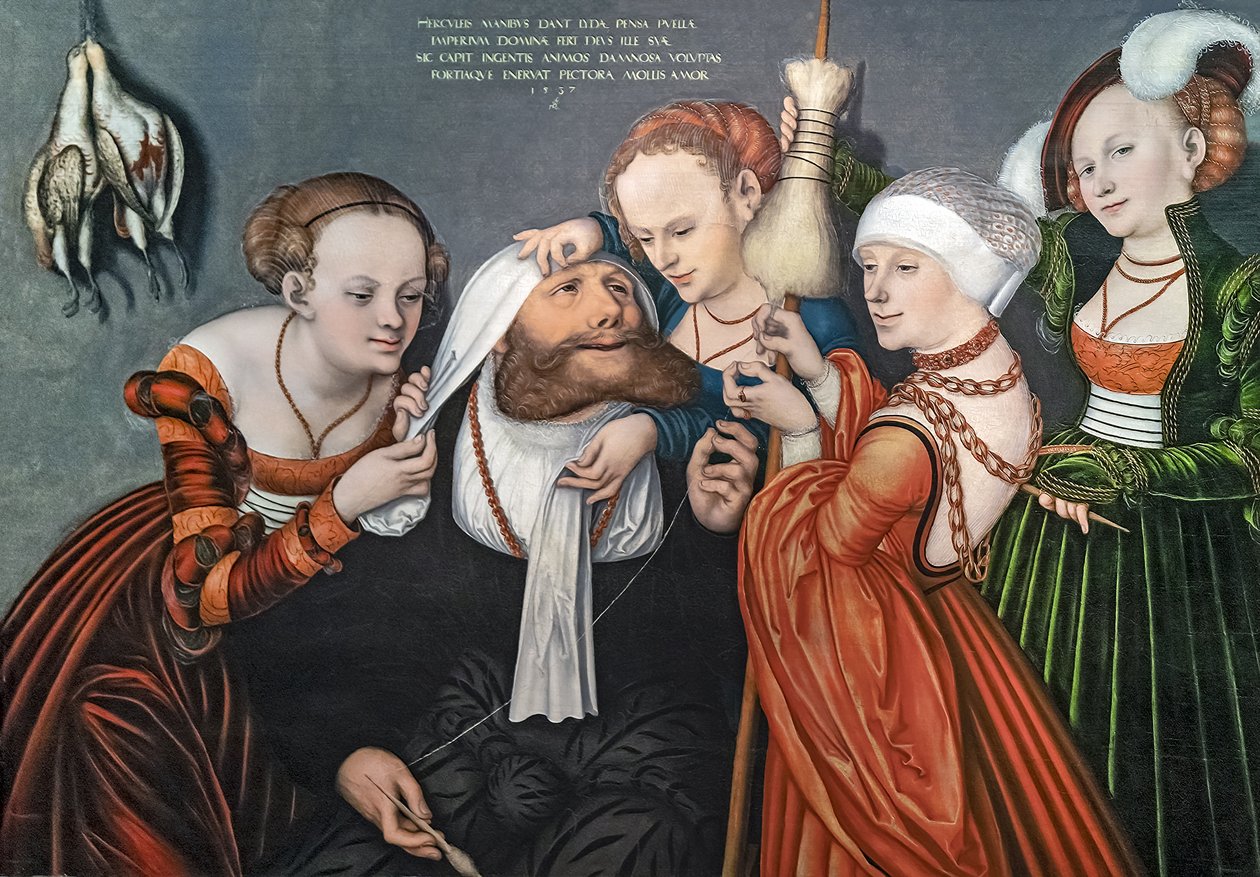 Alemán: Herkules bei Omphale Hércules en la corte de Omphale de Lucas Cranach the Elder