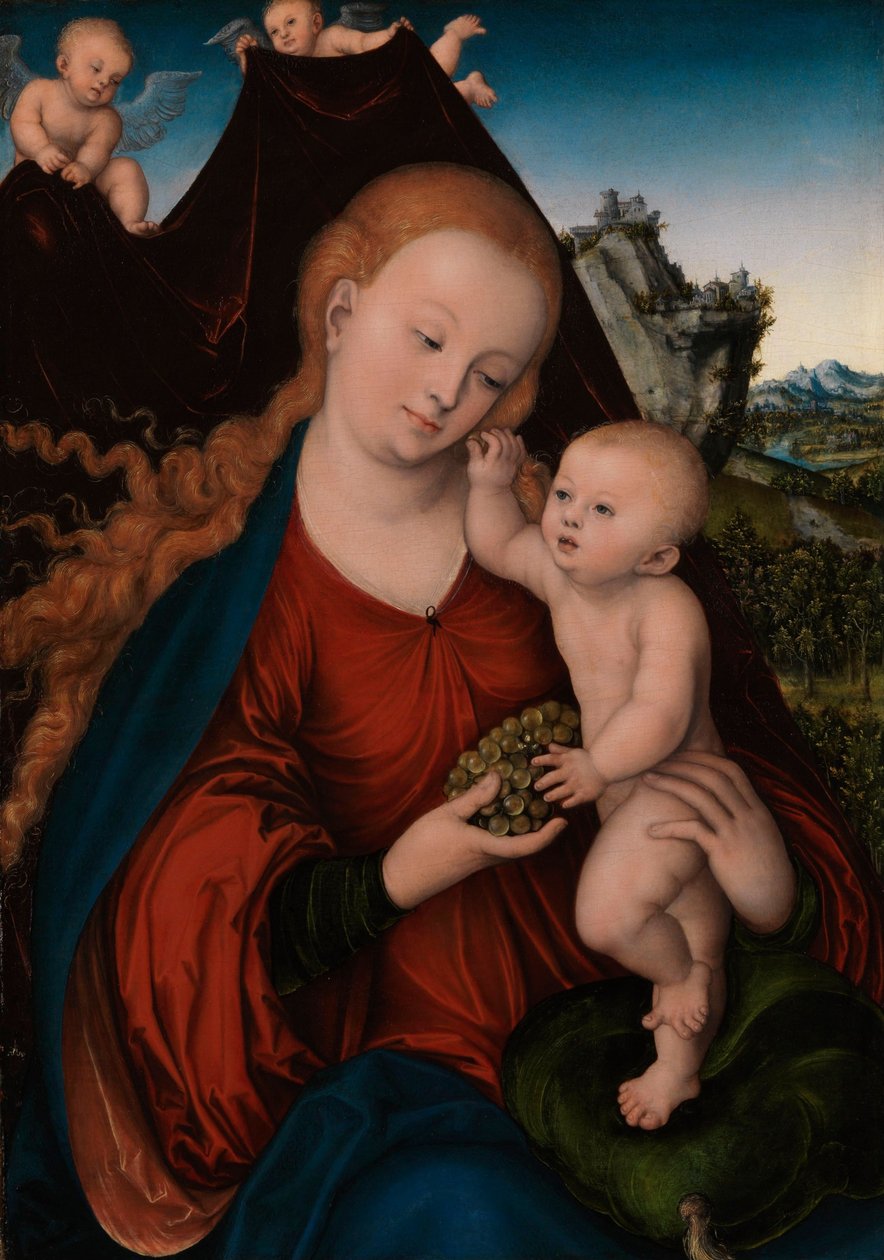 Alemán: Maria mit dem Kind und der Weintraube Madonna and Child with Grapes de Lucas Cranach the Elder