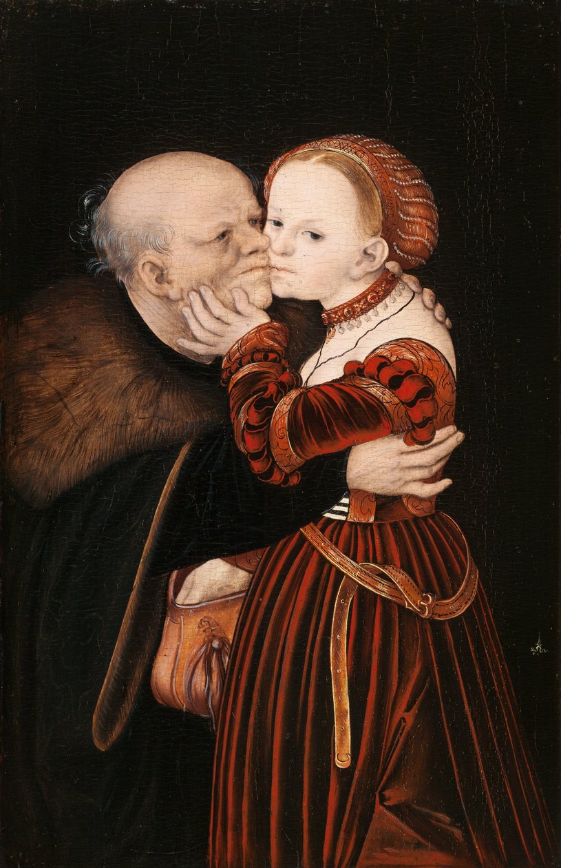 Alemán: Ungleiches Paar / Der alte Narr Ill-Matched Lovers / The old fool de Lucas Cranach the Elder