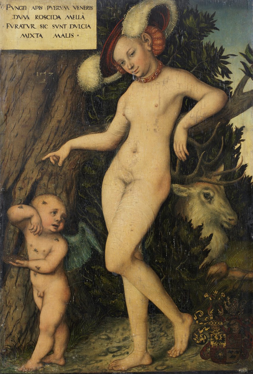 Alemán: Venus mit Amor als Honigdieb Venus con Cupido robando miel de Lucas Cranach the Elder