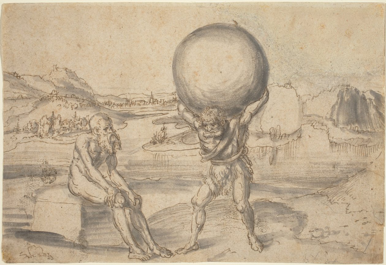 Hércules aliviando a Atlas del globo de Lucas Cranach the Elder