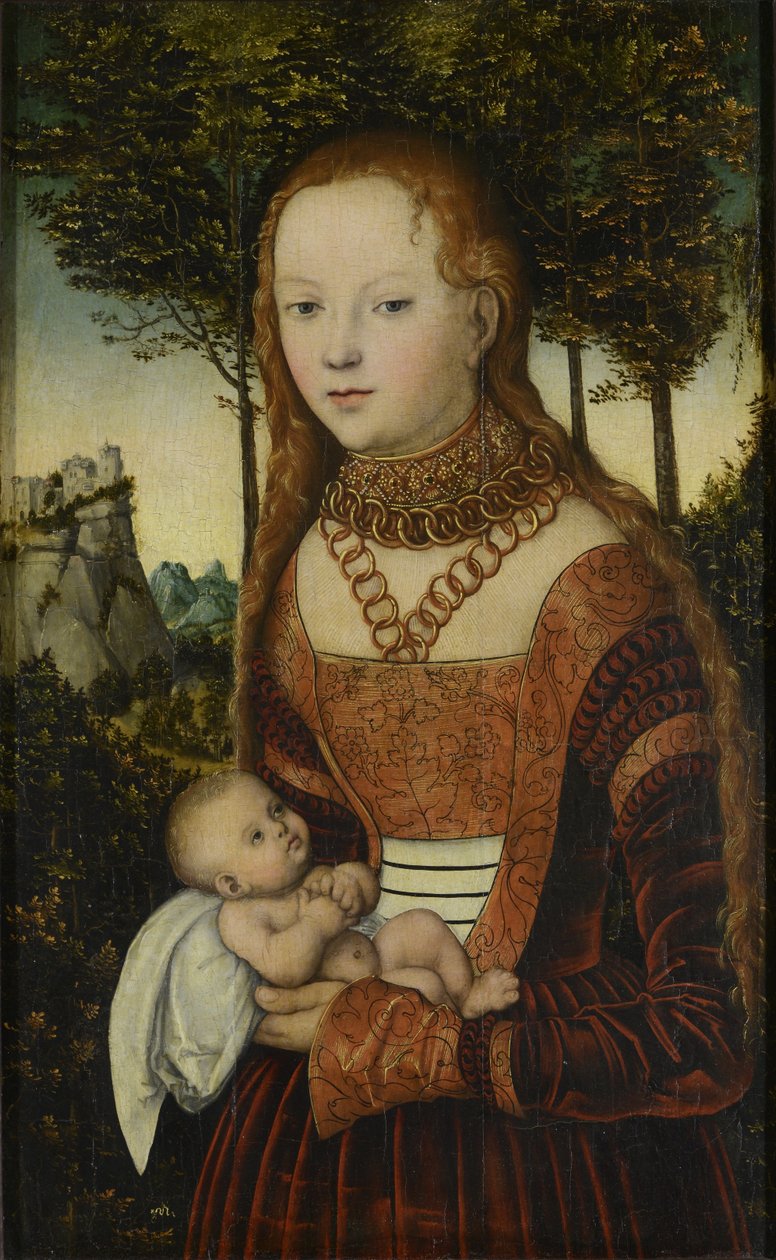 Joven madre con hijo (llamada "Penitencia de San Juan Crisóstomo") / La princesa violada por San Crisóstomo de Lucas Cranach the Elder