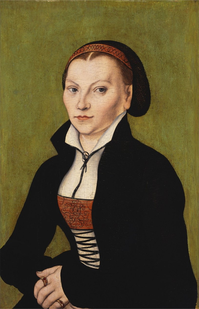 Catalina de Bora, de medio cuerpo, mirando a la izquierda de Lucas Cranach the Elder