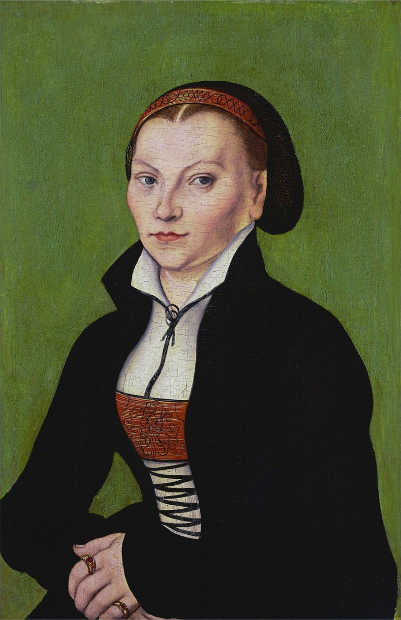 Catalina de Bora, de medio cuerpo, mirando a la izquierda de Lucas Cranach the Elder