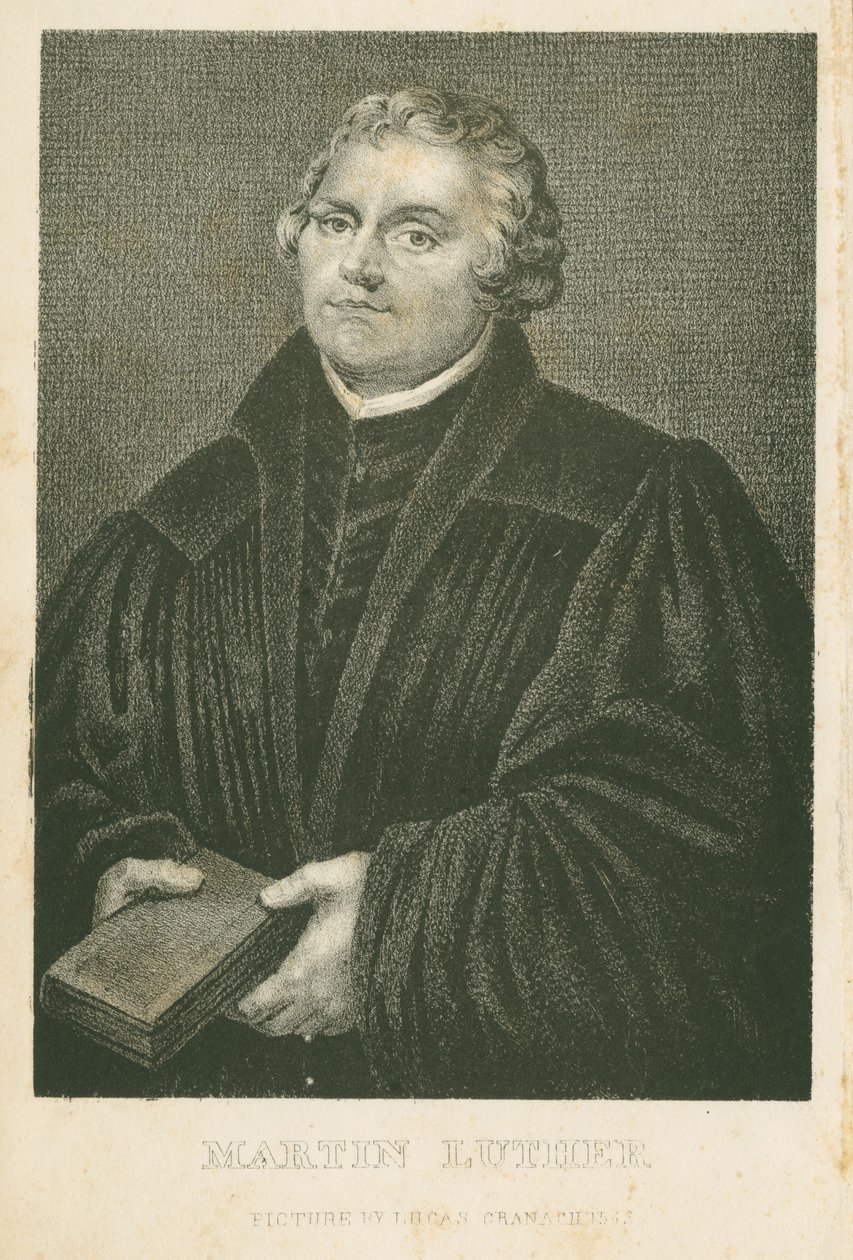 Martín Lutero, litografía de James Weber (c.1824-86), c.1850 de Lucas Cranach the Elder