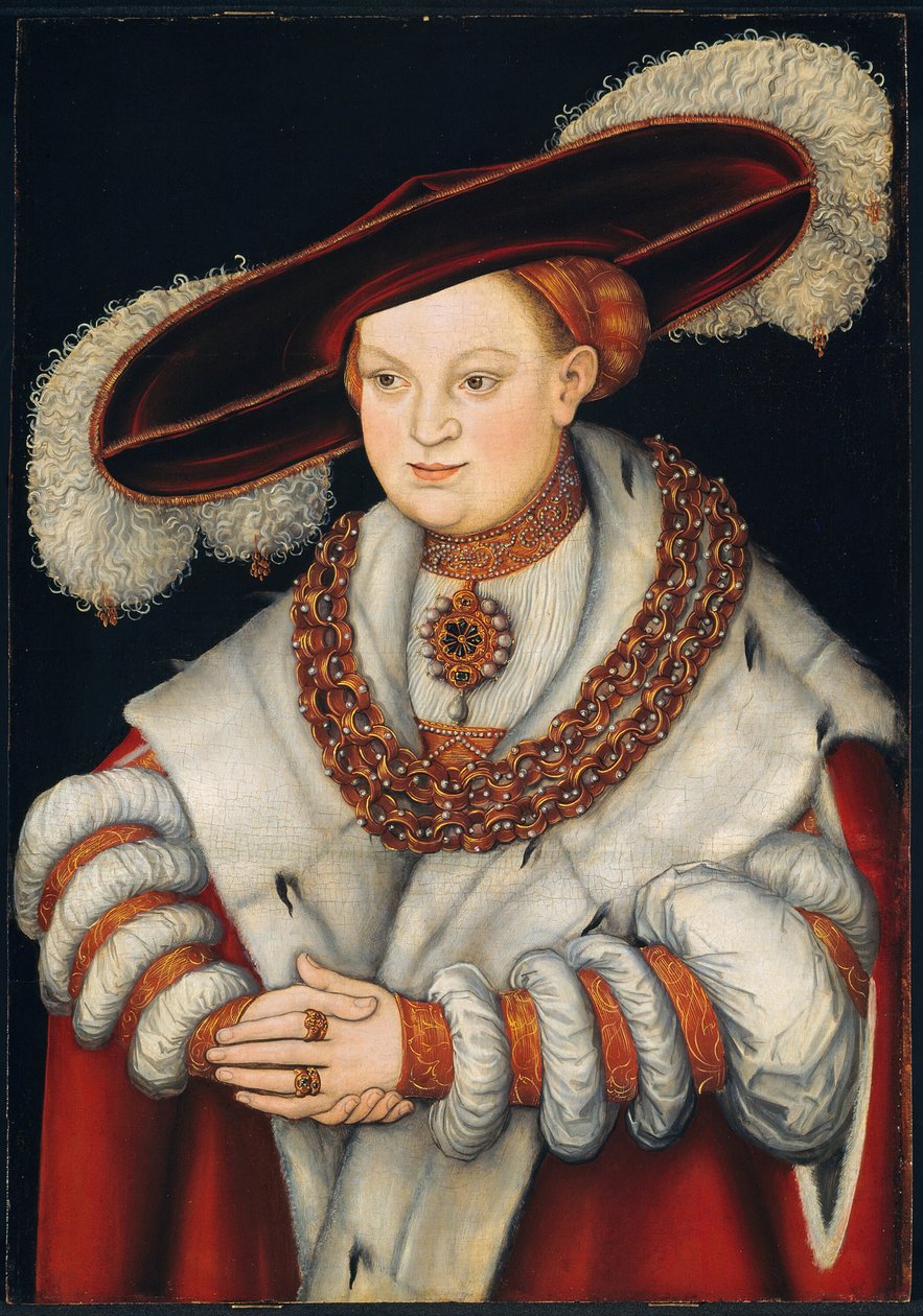Retrato de Magdalena de Sajonia, esposa del Elector Joaquín II de Brandeburgo de Lucas Cranach the Elder