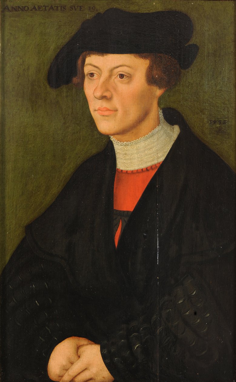 Retrato de un joven de 19 años con ropa negra de Lucas Cranach the Elder