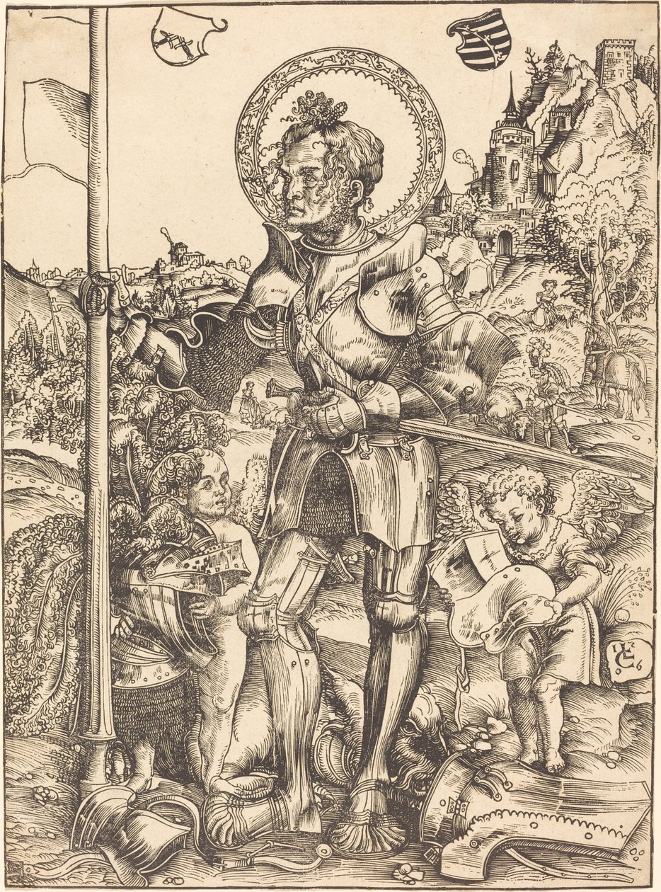 San Jorge de pie, con dos ángeles de Lucas Cranach the Elder