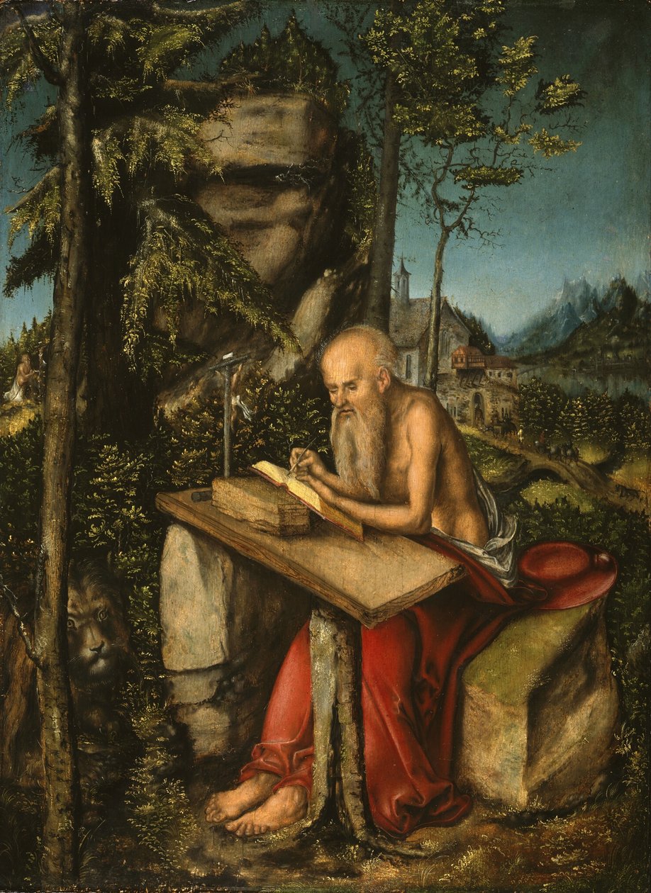 San Jerónimo en un paisaje rocoso de Lucas Cranach the Elder