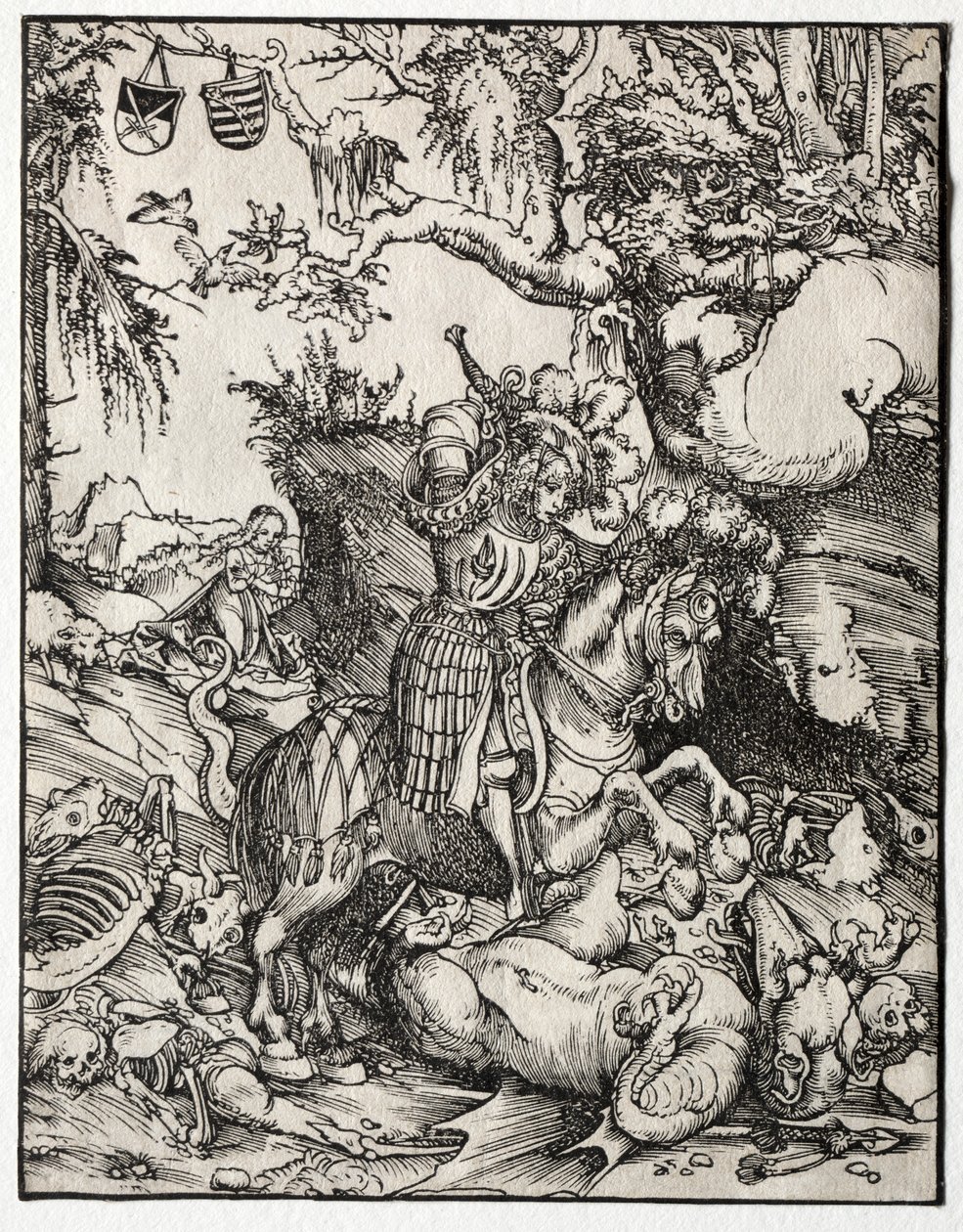 San Jorge matando al dragón, 1500s de Lucas Cranach the Elder