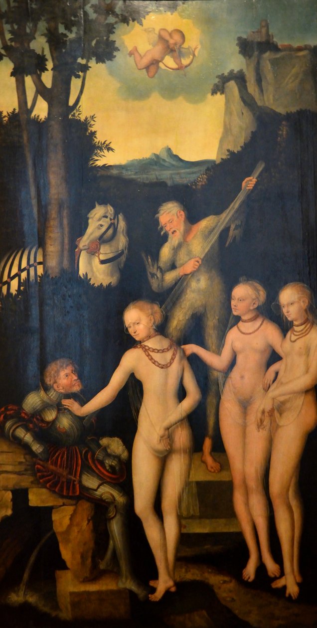 El Juicio de París (paneles exemplum del elector Joaquín II) de Lucas Cranach the Elder