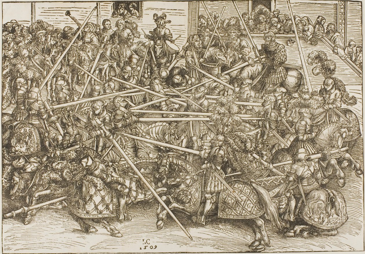 El Tercer Torneo, con caballeros rompiendo lanzas de Lucas Cranach the Elder