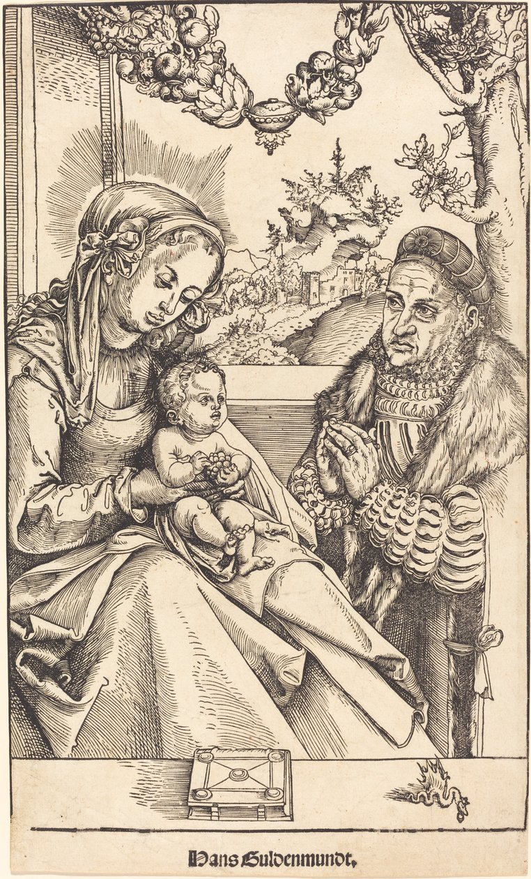 La Virgen y el Niño adorados por Federico el Sabio de Sajonia de Lucas Cranach the Elder