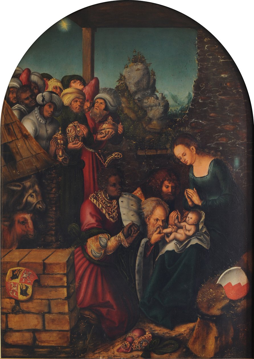 Alemán: Die Anbetung der Heiligen Drei Könige La Adoración de los Reyes Magos de Lucas Cranach the Elder and workshop